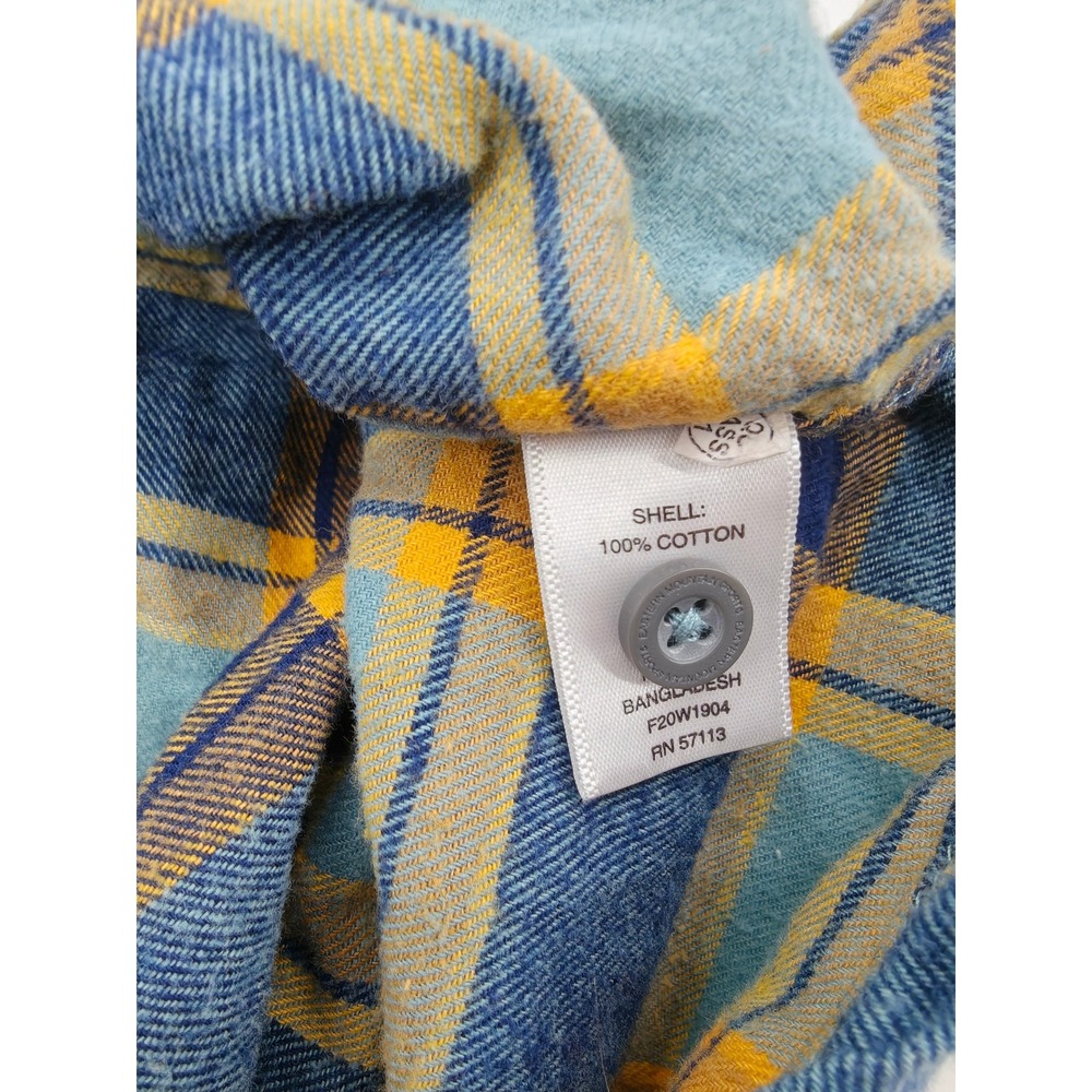 Eastern Mountain Sports EMS Womens M Blue Yellow Plaid Cotton Flannel Shirt - Picture 7 of 8